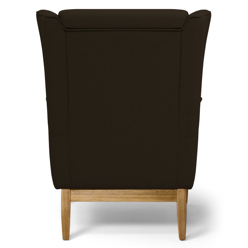 Kit 02 Poltronas Decorativas Para Sala de Estar Milena D02 Base de Madeira Corano Marrom C-34 - Lyam Decor