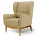 Kit 02 Poltronas Decorativas Para Sala de Estar Milena D02 Base de Madeira Veludo Liso Bege C-68 -Lyam Decor