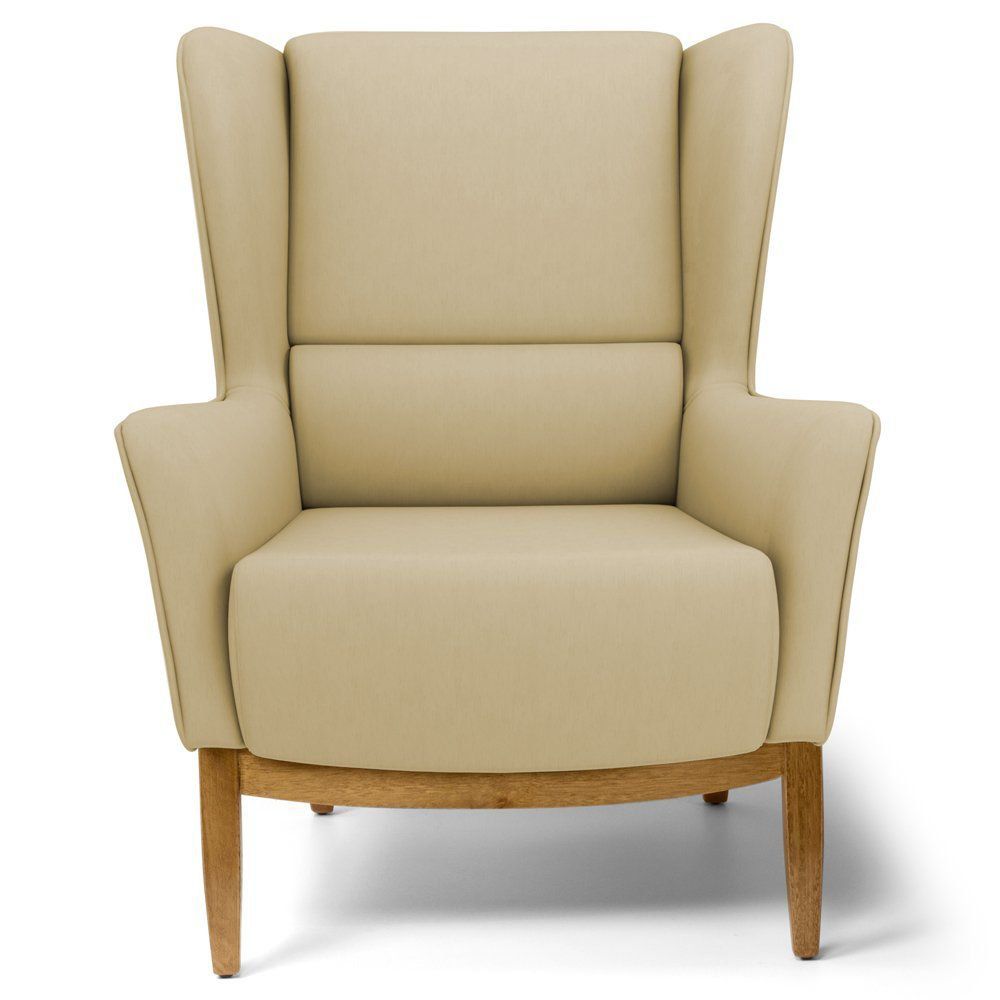 Kit 02 Poltronas Decorativas Para Sala de Estar Milena D02 Base de Madeira Veludo Liso Bege C-68 -Lyam Decor