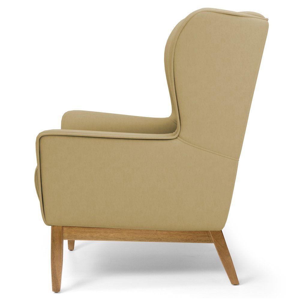 Kit 02 Poltronas Decorativas Para Sala de Estar Milena D02 Base de Madeira Veludo Liso Bege C-68 -Lyam Decor
