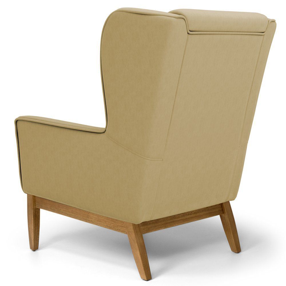Kit 02 Poltronas Decorativas Para Sala de Estar Milena D02 Base de Madeira Veludo Liso Bege C-68 -Lyam Decor