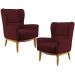Kit 02 Poltronas Decorativas Para Sala de Estar Milena D02 Base de Madeira Veludo Marsala C-278 - Lyam Decor