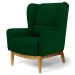 Kit 02 Poltronas Decorativas Para Sala de Estar Milena D02 Base de Madeira Veludo Verde Liso C-303 - Lyam Decor
