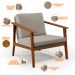 Kit 02 Poltronas Decorativas Para Sala de Estar Petra B04 Linho Bege - Lyam Decor
