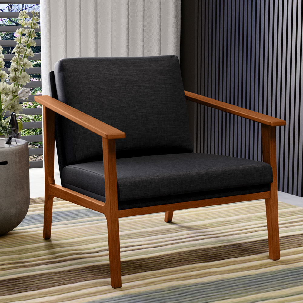 Kit 02 Poltronas Decorativas Para Sala de Estar Petra B04 Linho Chumbo - Lyam Decor