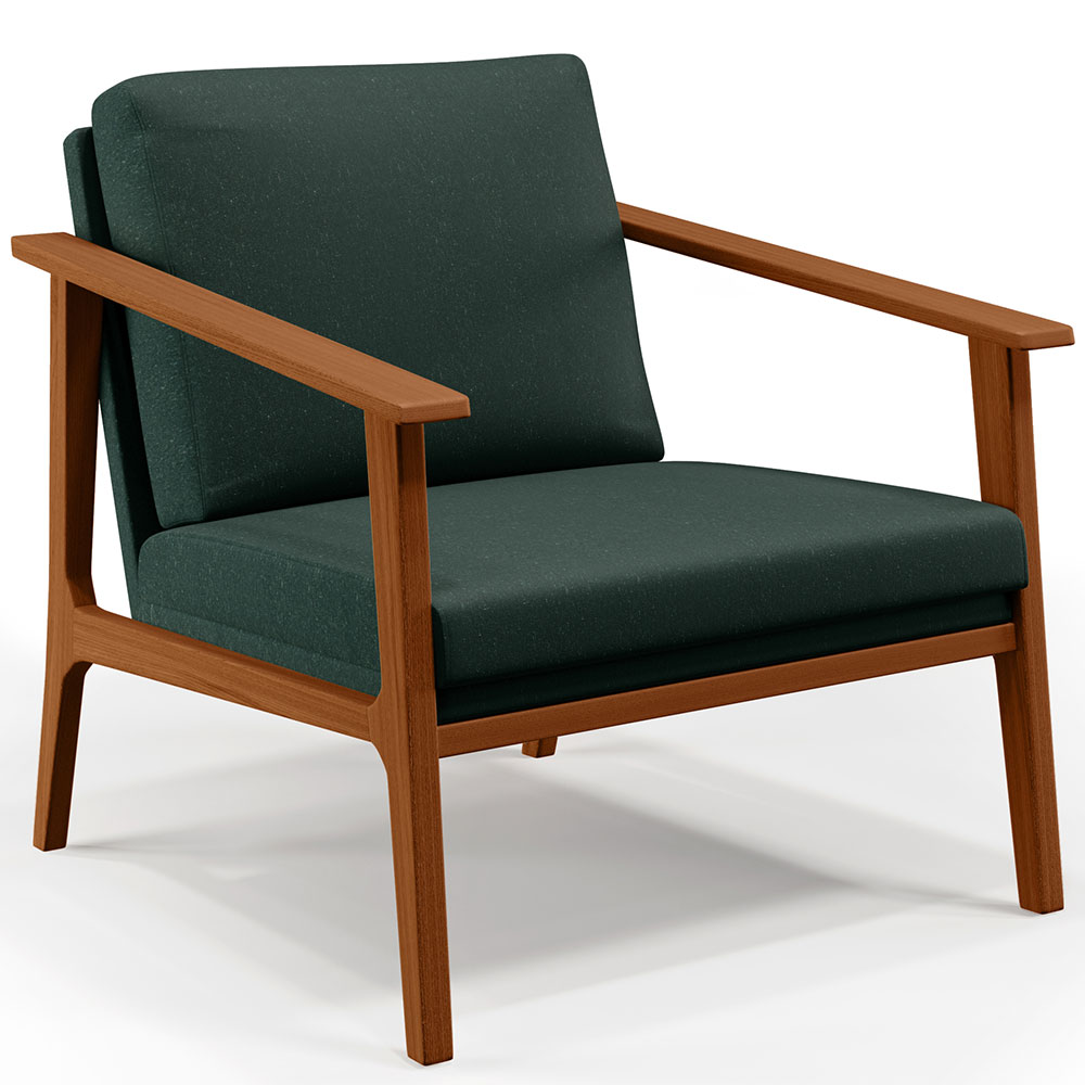 Kit 02 Poltronas Decorativas Para Sala de Estar Petra B04 Linho Verde Musgo - Lyam Decor
