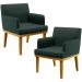 Kit 02 Poltronas Decorativas Para Sala de Estar Recepção Beatriz W01 Linho Verde Musgo - Lyam Decor