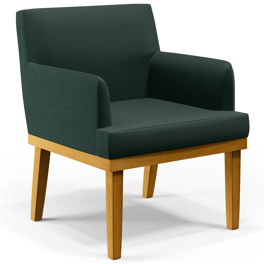 Kit 02 Poltronas Decorativas Para Sala de Estar Recepção Beatriz W01 Linho Verde Musgo - Lyam Decor