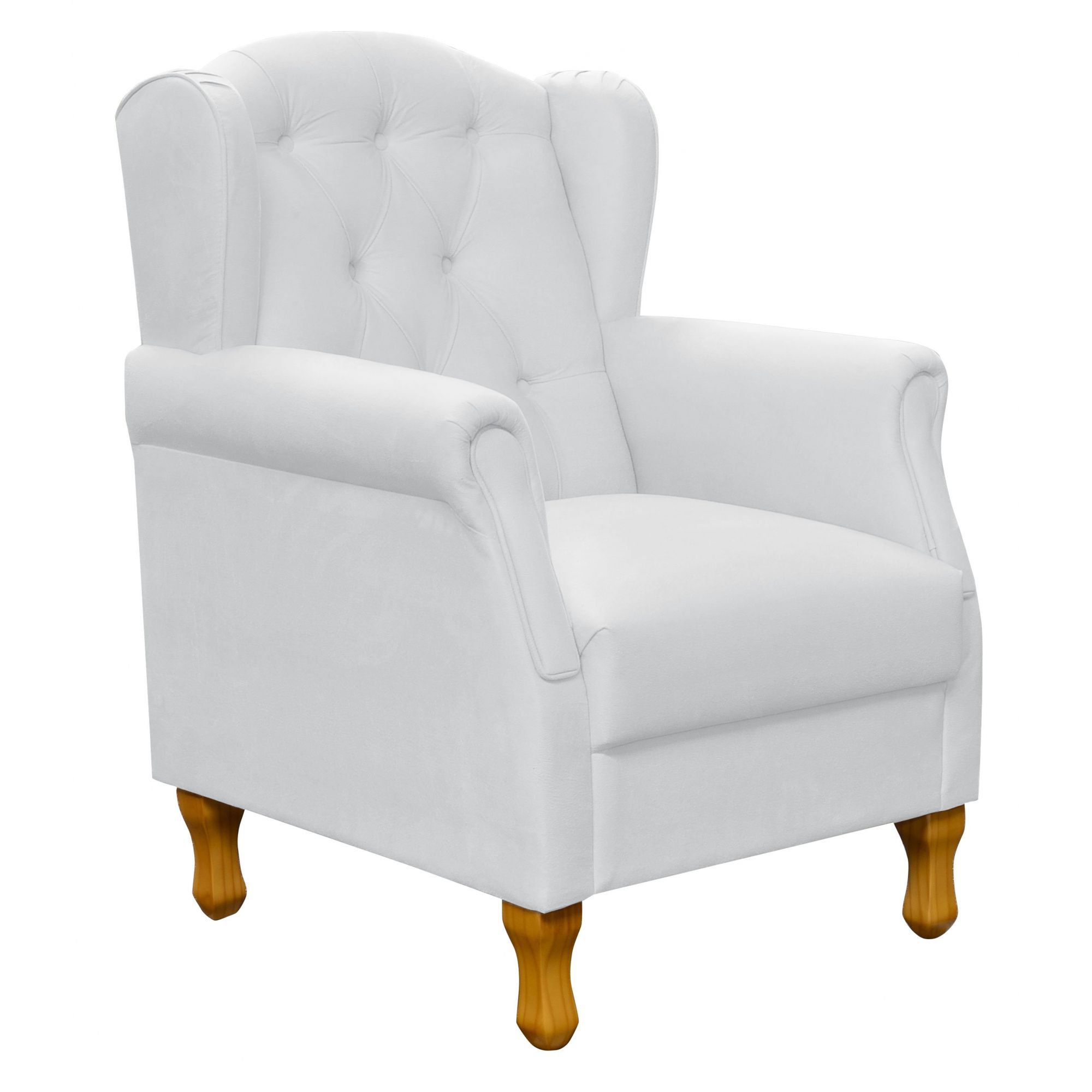 Kit 02 Poltronas Decorativas Para Sala de Estar Yara P02 Corino Branco - Lyam Decor