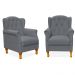 Kit 02 Poltronas Decorativas Para Sala de Estar Yara P02 Corino Cinza - Lyam Decor