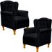 Kit 02 Poltronas Decorativas Para Sala de Estar Yara P02 Corino Preto - Lyam Decor