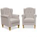 Kit 02 Poltronas Decorativas Para Sala de Estar Yara P02 Linho Bege - Lyam Decor