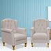 Kit 02 Poltronas Decorativas Para Sala de Estar Yara P02 Linho Bege - Lyam Decor