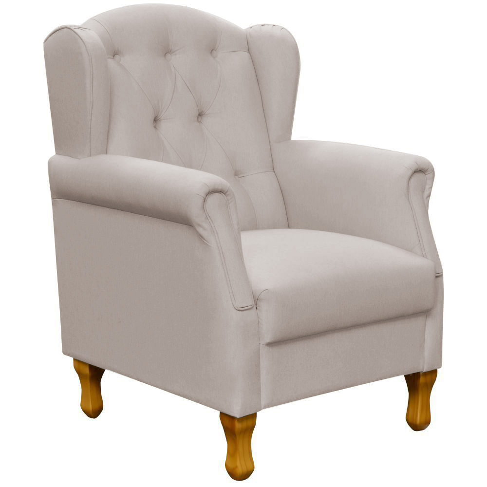 Kit 02 Poltronas Decorativas Para Sala de Estar Yara P02 Linho Bege - Lyam Decor