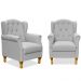 Kit 02 Poltronas Decorativas Para Sala de Estar Yara P02 Linho Cinza - Lyam Decor