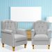 Kit 02 Poltronas Decorativas Para Sala de Estar Yara P02 Linho Cinza - Lyam Decor