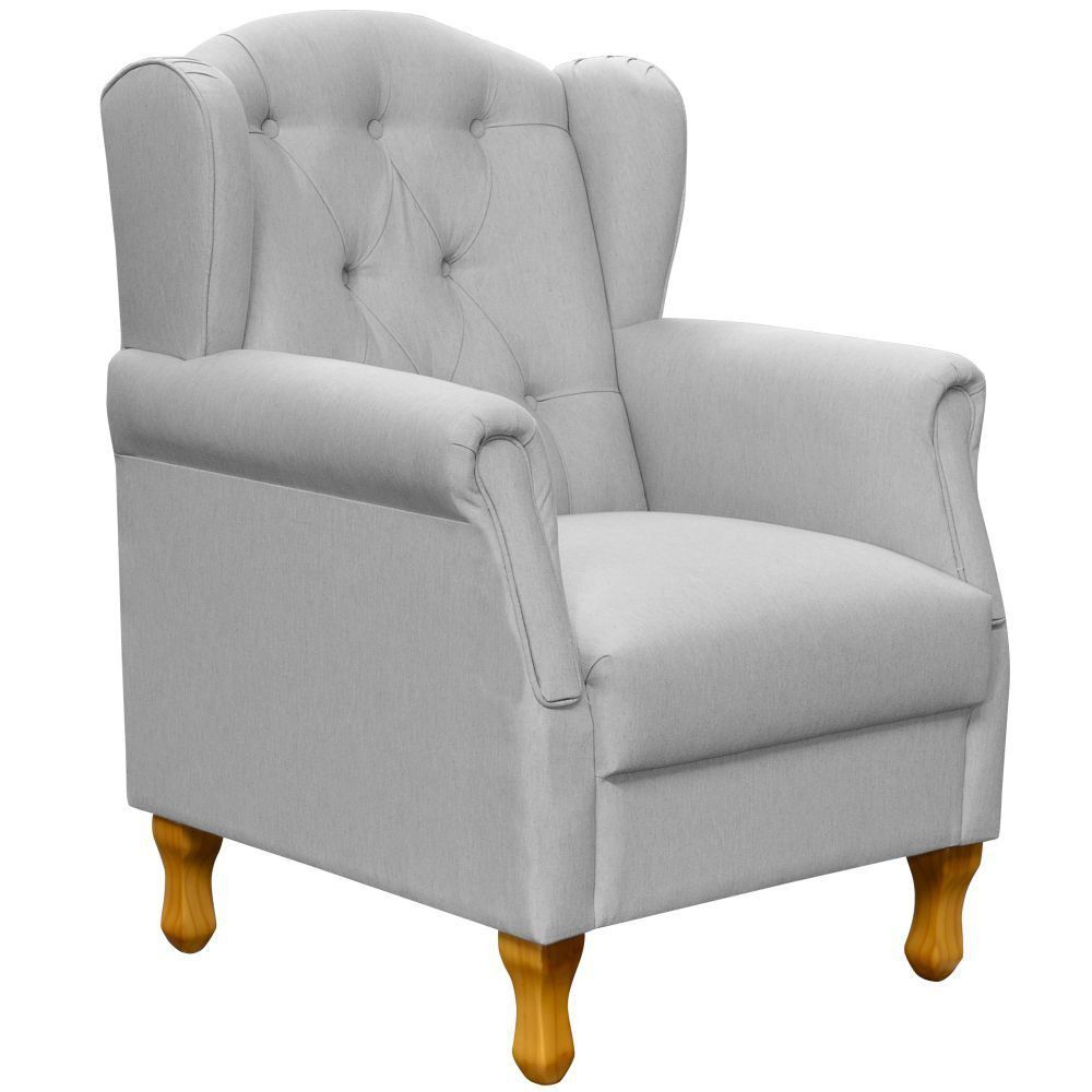 Kit 02 Poltronas Decorativas Para Sala de Estar Yara P02 Linho Cinza - Lyam Decor