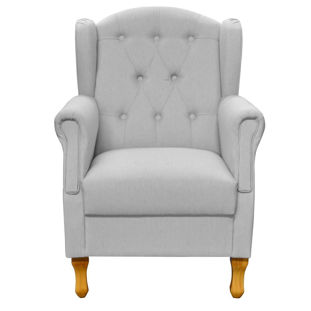 Kit 02 Poltronas Decorativas Para Sala de Estar Yara P02 Linho Cinza - Lyam Decor