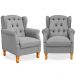 Kit 02 Poltronas Decorativas Para Sala de Estar Yara P02 Linho Cinza Escuro - Lyam Decor