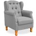 Kit 02 Poltronas Decorativas Para Sala de Estar Yara P02 Linho Cinza Escuro - Lyam Decor
