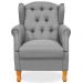 Kit 02 Poltronas Decorativas Para Sala de Estar Yara P02 Linho Cinza Escuro - Lyam Decor