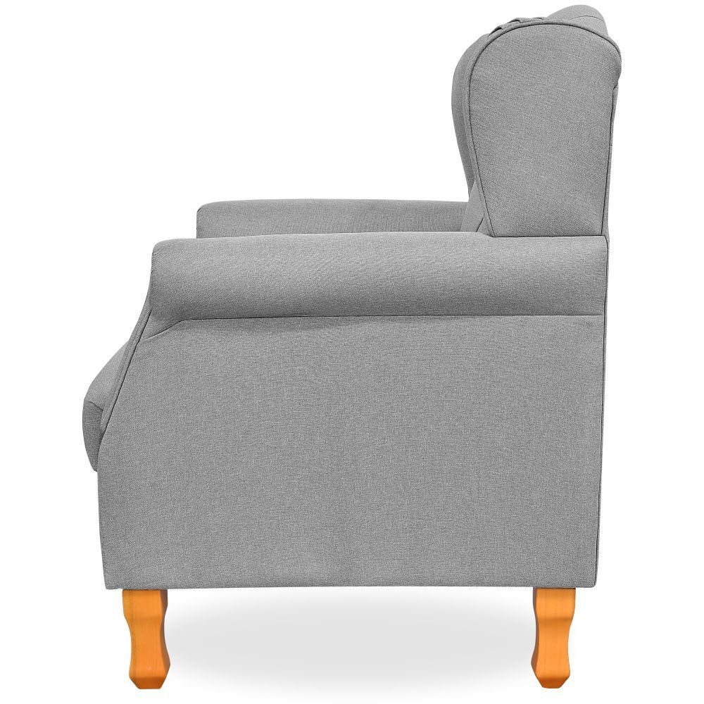 Kit 02 Poltronas Decorativas Para Sala de Estar Yara P02 Linho Cinza Escuro - Lyam Decor