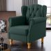 Kit 02 Poltronas Decorativas Para Sala de Estar Yara P02 Linho Verde Musgo - Lyam Decor