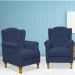 Kit 02 Poltronas Decorativas Para Sala de Estar Yara P02 Suede Azul Marinho - Lyam Decor