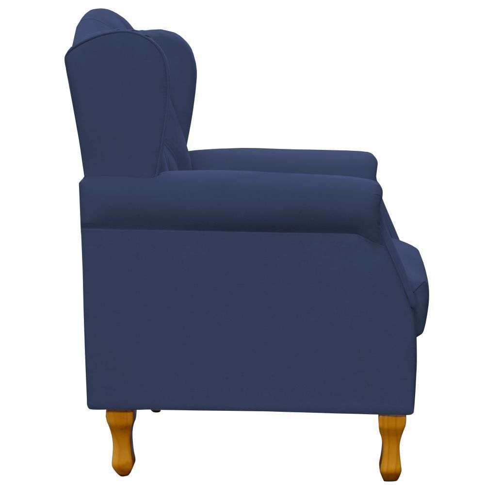 Kit 02 Poltronas Decorativas Para Sala de Estar Yara P02 Suede Azul Marinho - Lyam Decor