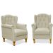 Kit 02 Poltronas Decorativas Para Sala de Estar Yara P02 Suede Bege - Lyam Decor