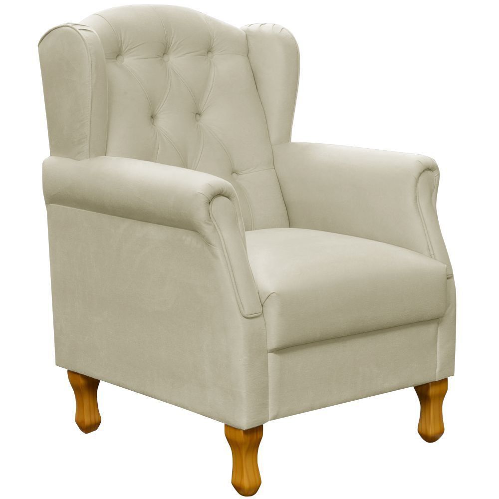 Kit 02 Poltronas Decorativas Para Sala de Estar Yara P02 Suede Bege - Lyam Decor