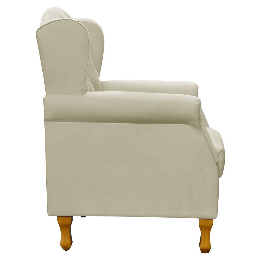 Kit 02 Poltronas Decorativas Para Sala de Estar Yara P02 Suede Bege - Lyam Decor