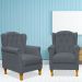Kit 02 Poltronas Decorativas Para Sala de Estar Yara P02 Suede Cinza - Lyam Decor