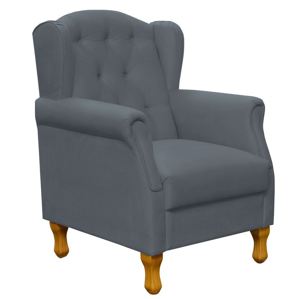 Kit 02 Poltronas Decorativas Para Sala de Estar Yara P02 Suede Cinza - Lyam Decor