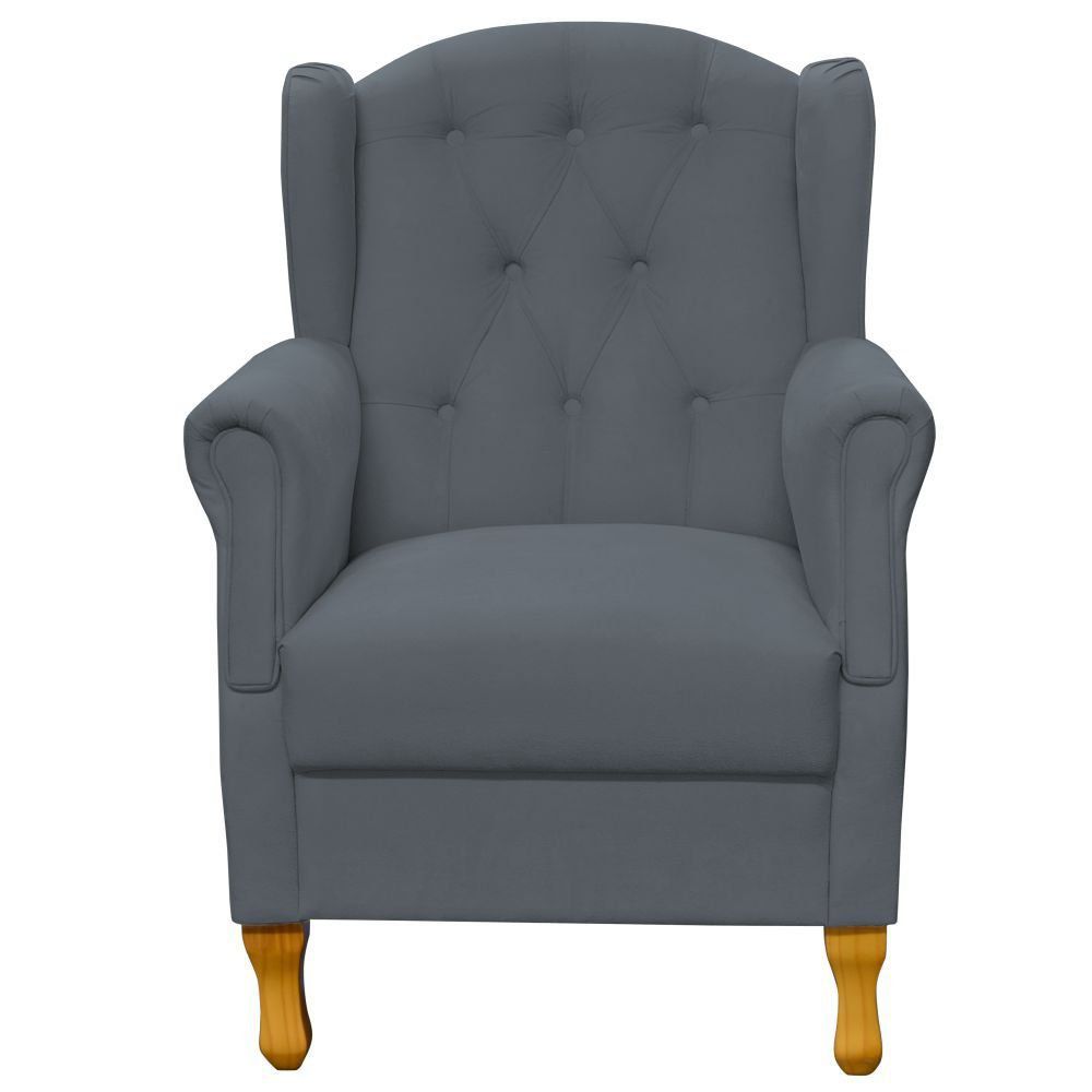 Kit 02 Poltronas Decorativas Para Sala de Estar Yara P02 Suede Cinza - Lyam Decor