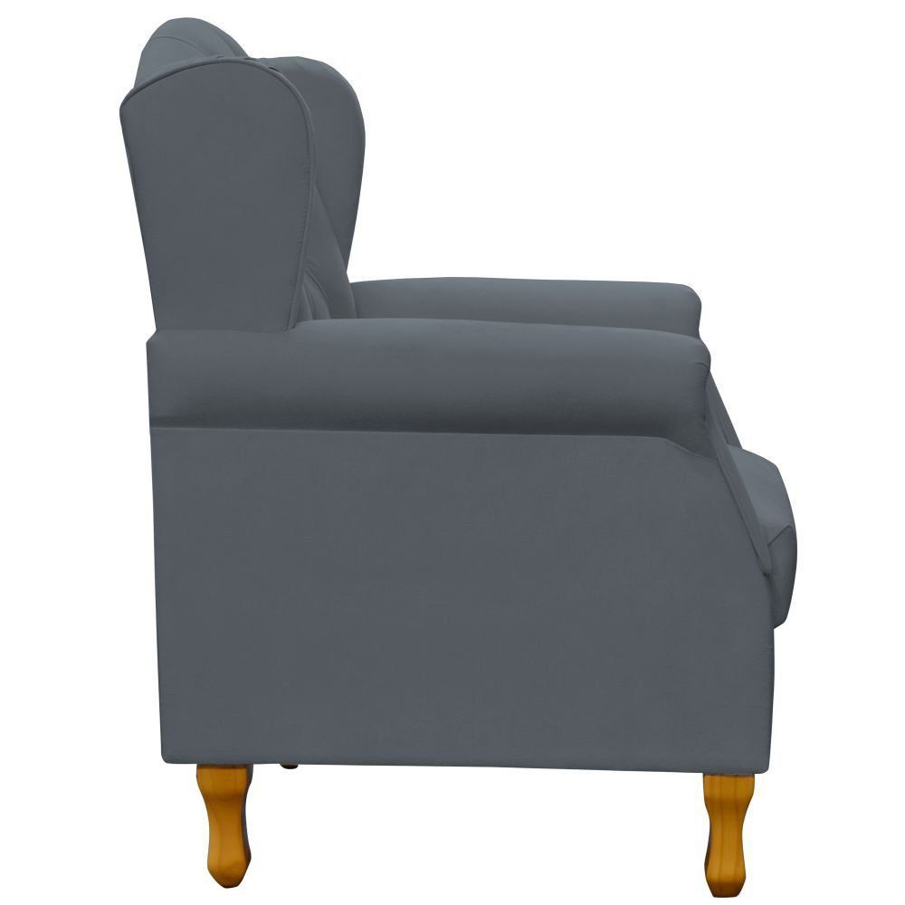 Kit 02 Poltronas Decorativas Para Sala de Estar Yara P02 Suede Cinza - Lyam Decor