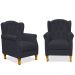Kit 02 Poltronas Decorativas Para Sala de Estar Yara P02 Suede Preto - Lyam Decor