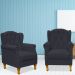 Kit 02 Poltronas Decorativas Para Sala de Estar Yara P02 Suede Preto - Lyam Decor