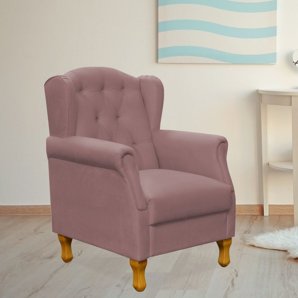 Kit 02 Poltronas Decorativas Para Sala de Estar Yara P02 Suede Rosê - Lyam Decor