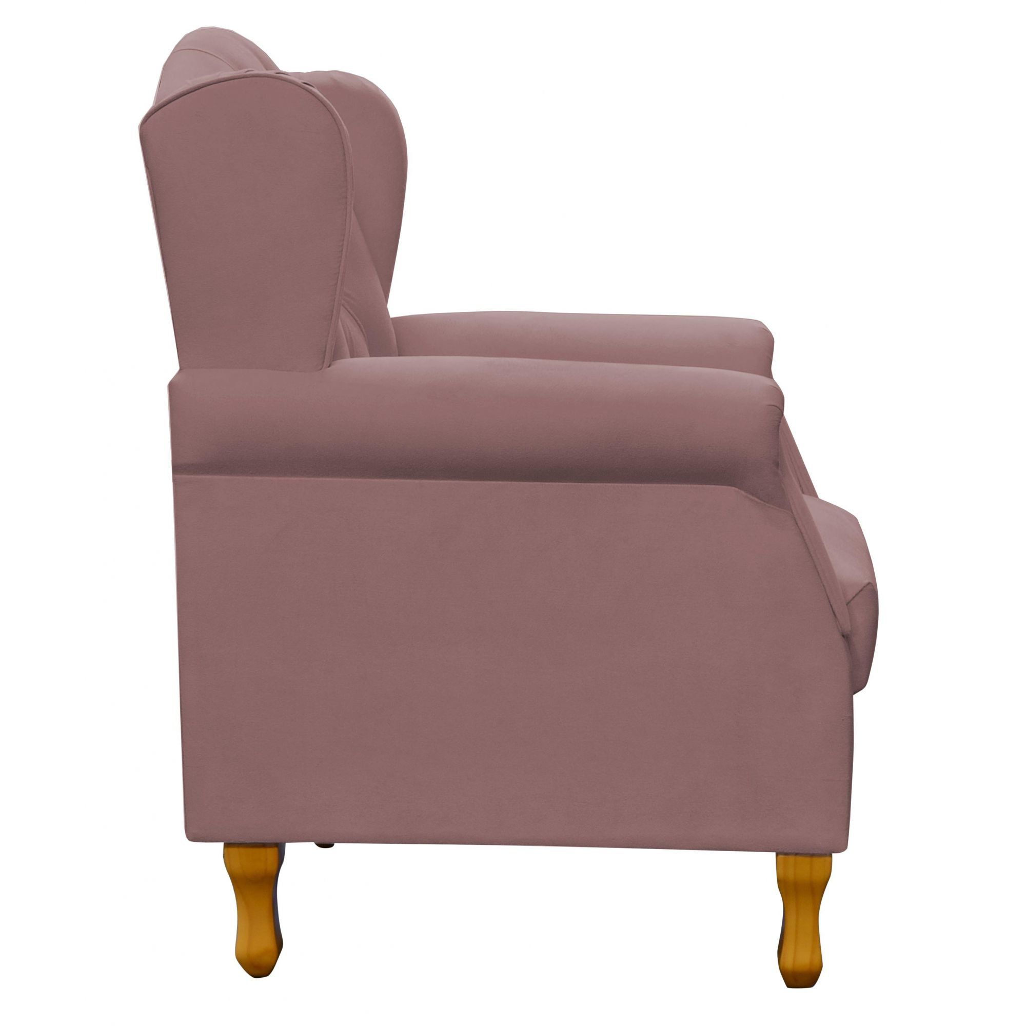 Kit 02 Poltronas Decorativas Para Sala de Estar Yara P02 Suede Rosê - Lyam Decor
