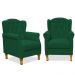 Kit 02 Poltronas Decorativas Para Sala de Estar Yara P02 Suede Verde Musgo - Lyam Decor
