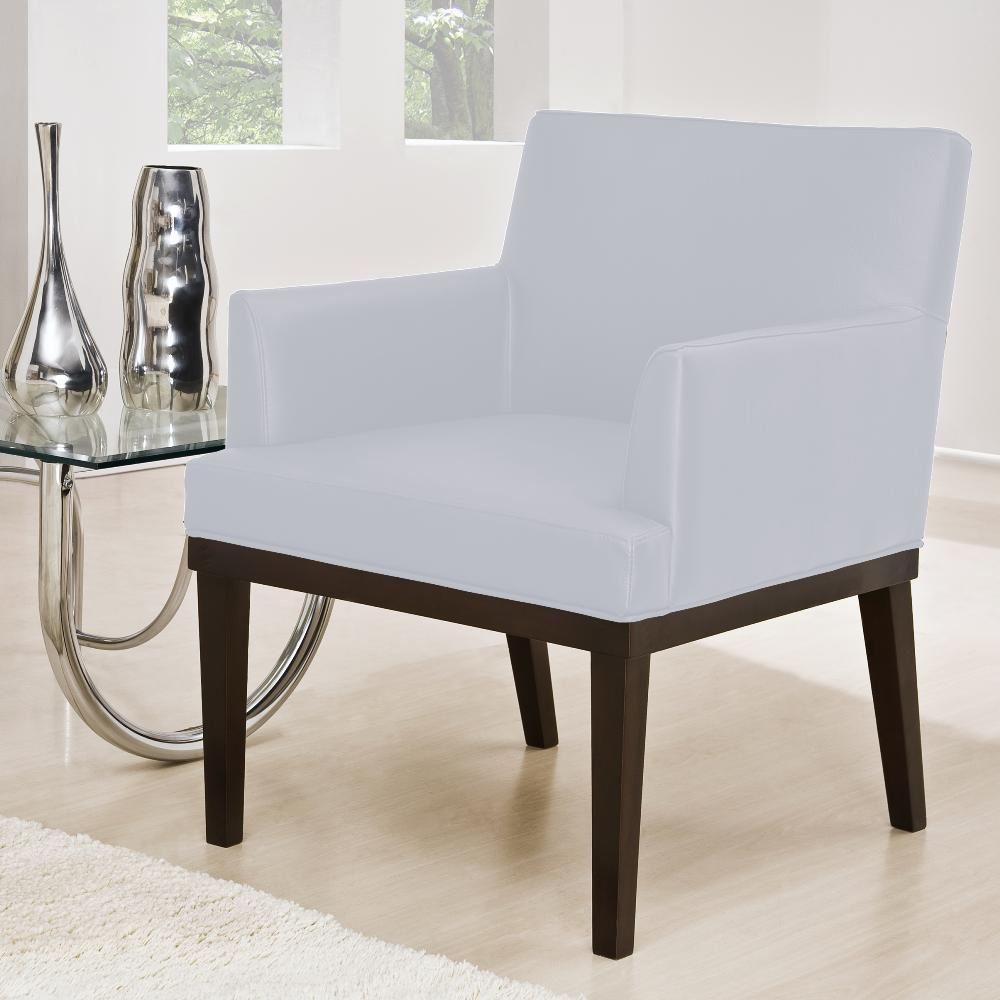 Kit 02 Poltronas Decorativas Para Sala de Estar e Recepção Beatriz W01 Corino Branco - Lyam Decor