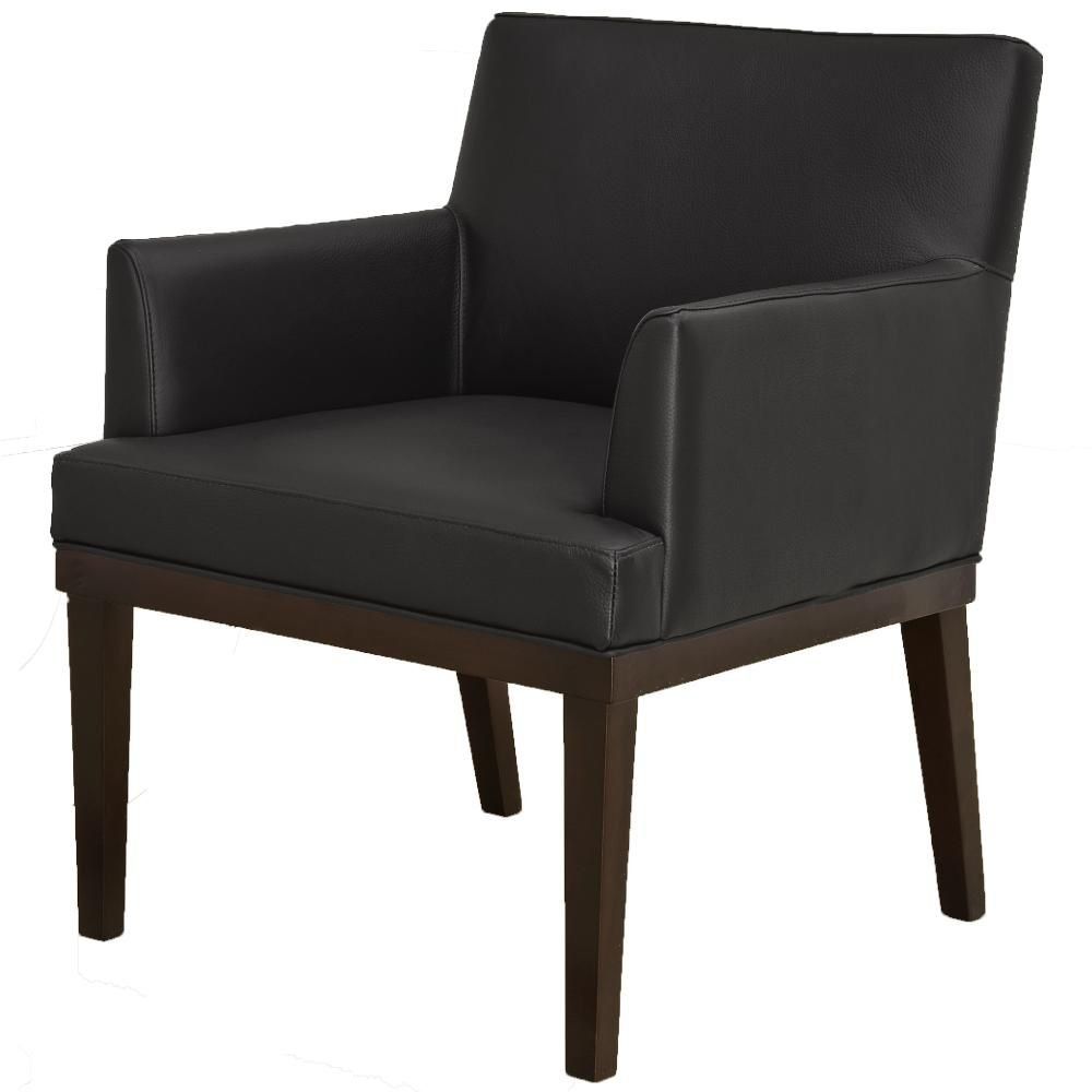 Kit 02 Poltronas Decorativas Para Sala de Estar e Recepção Beatriz W01 Corino Preto - Lyam Decor