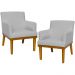 Kit 02 Poltronas Decorativas Para Sala de Estar e Recepção Beatriz W01 Linho Cinza - Lyam Decor