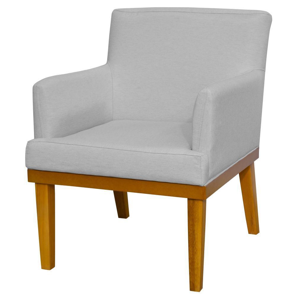 Kit 02 Poltronas Decorativas Para Sala de Estar e Recepção Beatriz W01 Linho Cinza - Lyam Decor