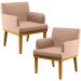 Kit 02 Poltronas Decorativas Para Sala de Estar e Recepção Beatriz W01 Linho Rosê - Lyam Decor