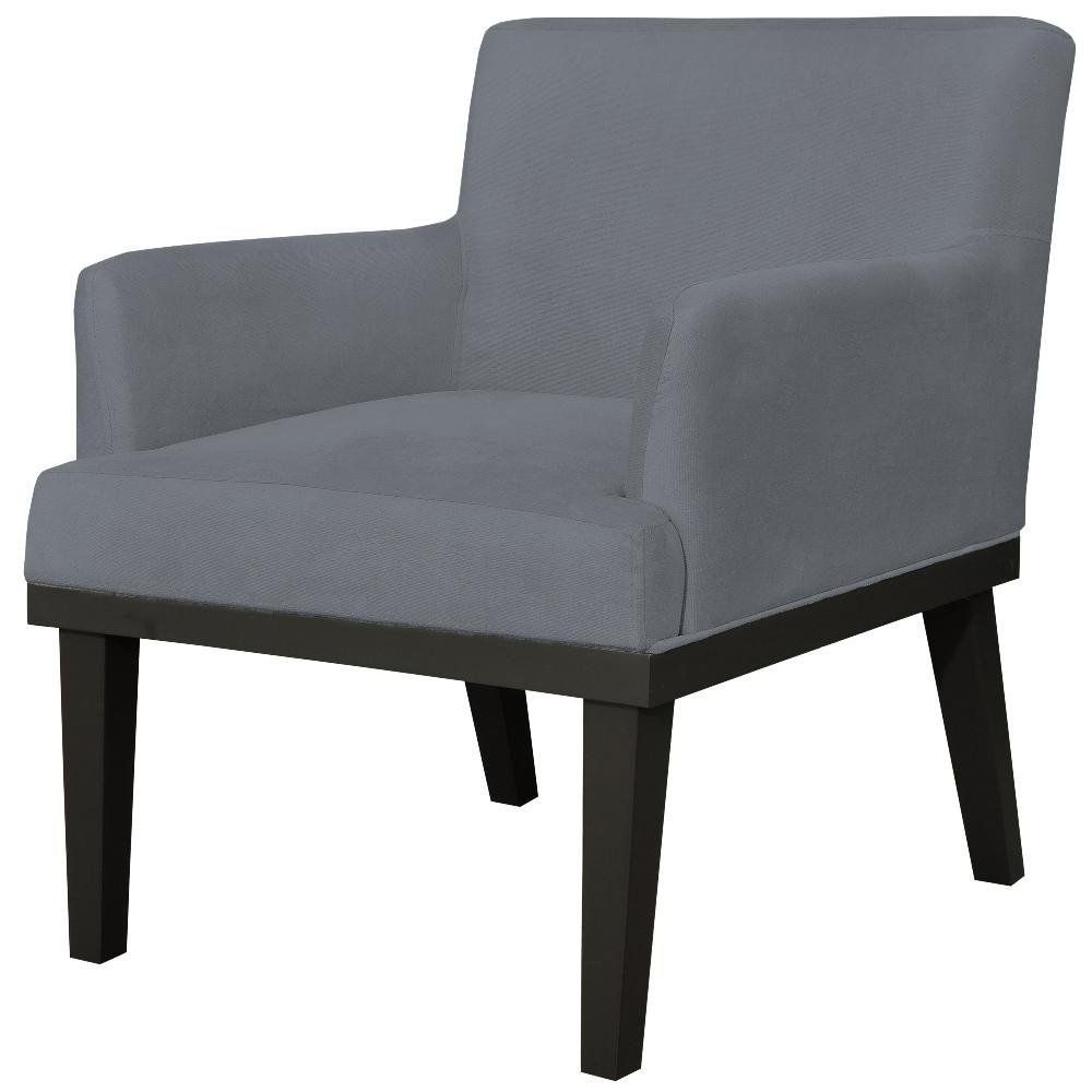 Kit 02 Poltronas Decorativas Para Sala de Estar e Recepção Beatriz W01 Suede Cinza - Lyam Decor