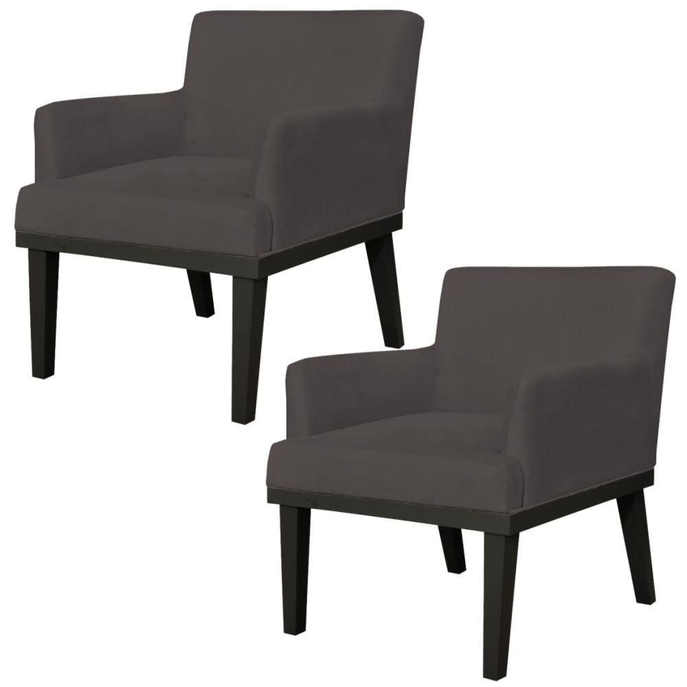 Kit 02 Poltronas Decorativas Para Sala de Estar e Recepção Beatriz W01 Suede Marrom - Lyam Decor