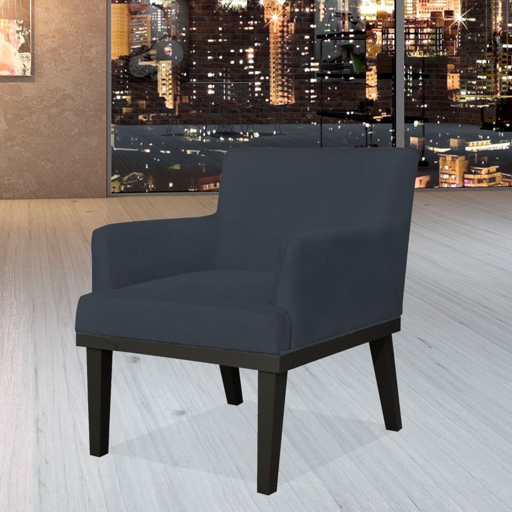 Kit 02 Poltronas Decorativas Para Sala de Estar e Recepção Beatriz W01 Suede Preto - Lyam Decor