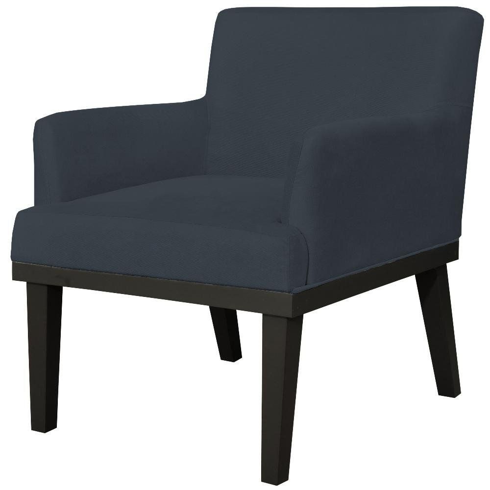 Kit 02 Poltronas Decorativas Para Sala de Estar e Recepção Beatriz W01 Suede Preto - Lyam Decor